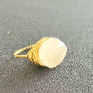 NYC Young Designers Market One-of-a-Kind Gold Cocktail Ring with Pink Quartz